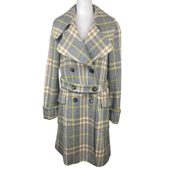 Burberry Jackets & Blazers - Burberry London Trench Coat Womens 46 Plaid Wool Double Breasted Made in Italy